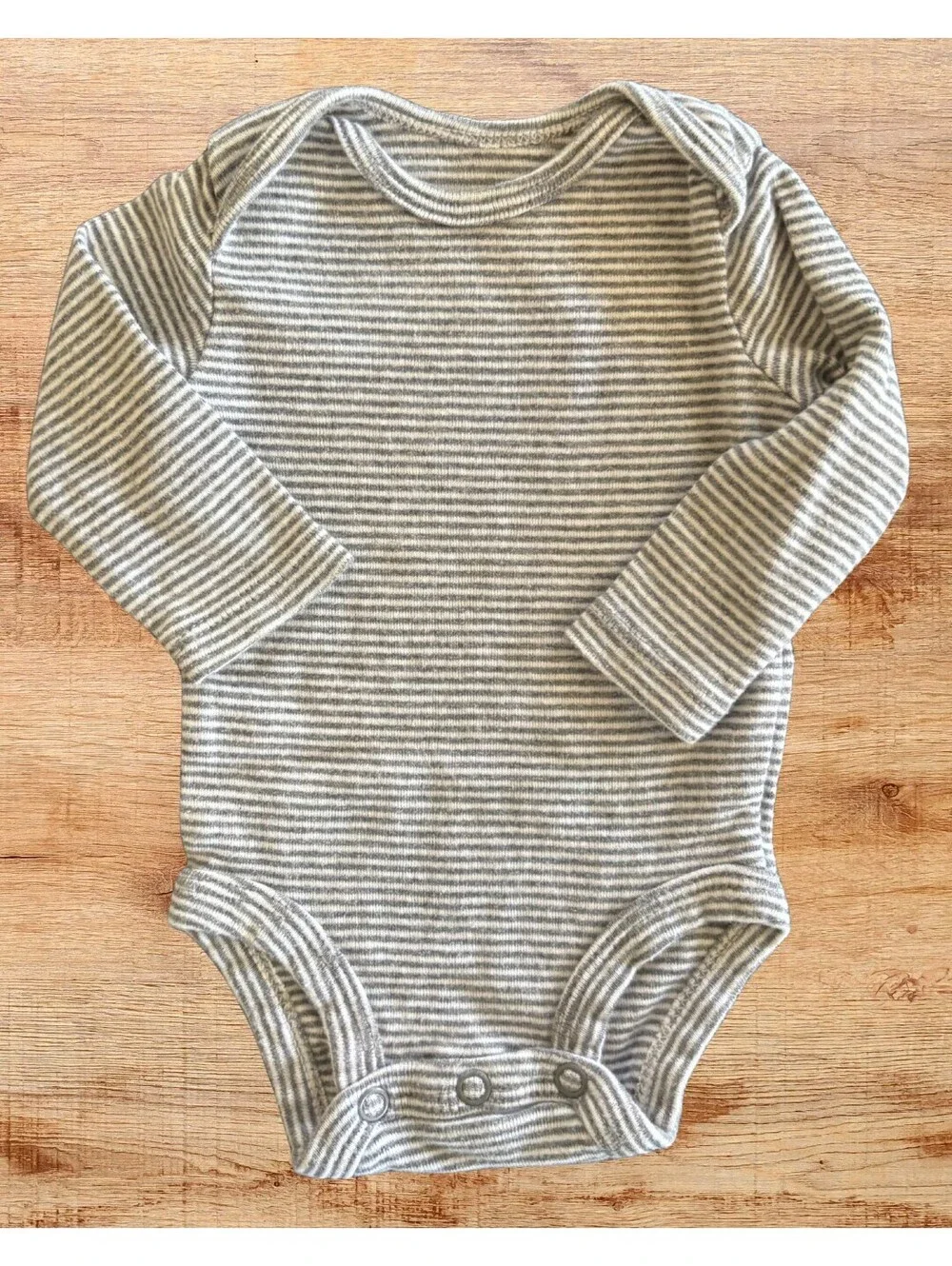 Carter's Gray Striped Newborn Long Sleeve Cotton Bodysuit